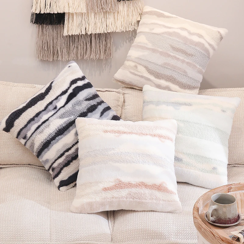 

Abstract Dye Plush Cushion Cover 45x45cm Soft Throw Pillow Cover For Sofa Couch Home Decorative Pillowcase funda cojines 50x50