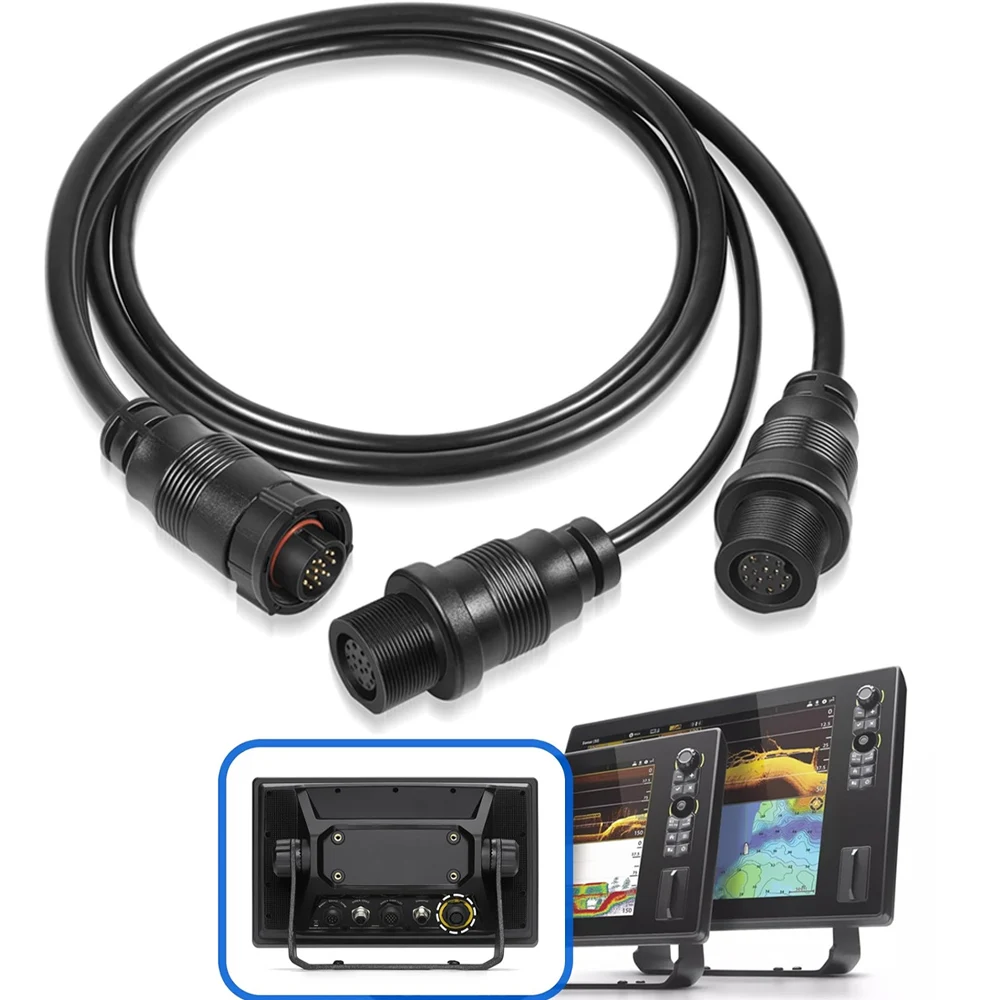 14 M ID SIDB Y Splitter Cable 720111-1 for Humminbird SOLIX/APEX/XPLORE Fish Finders, Connects Side Imaging & 2D Transducers