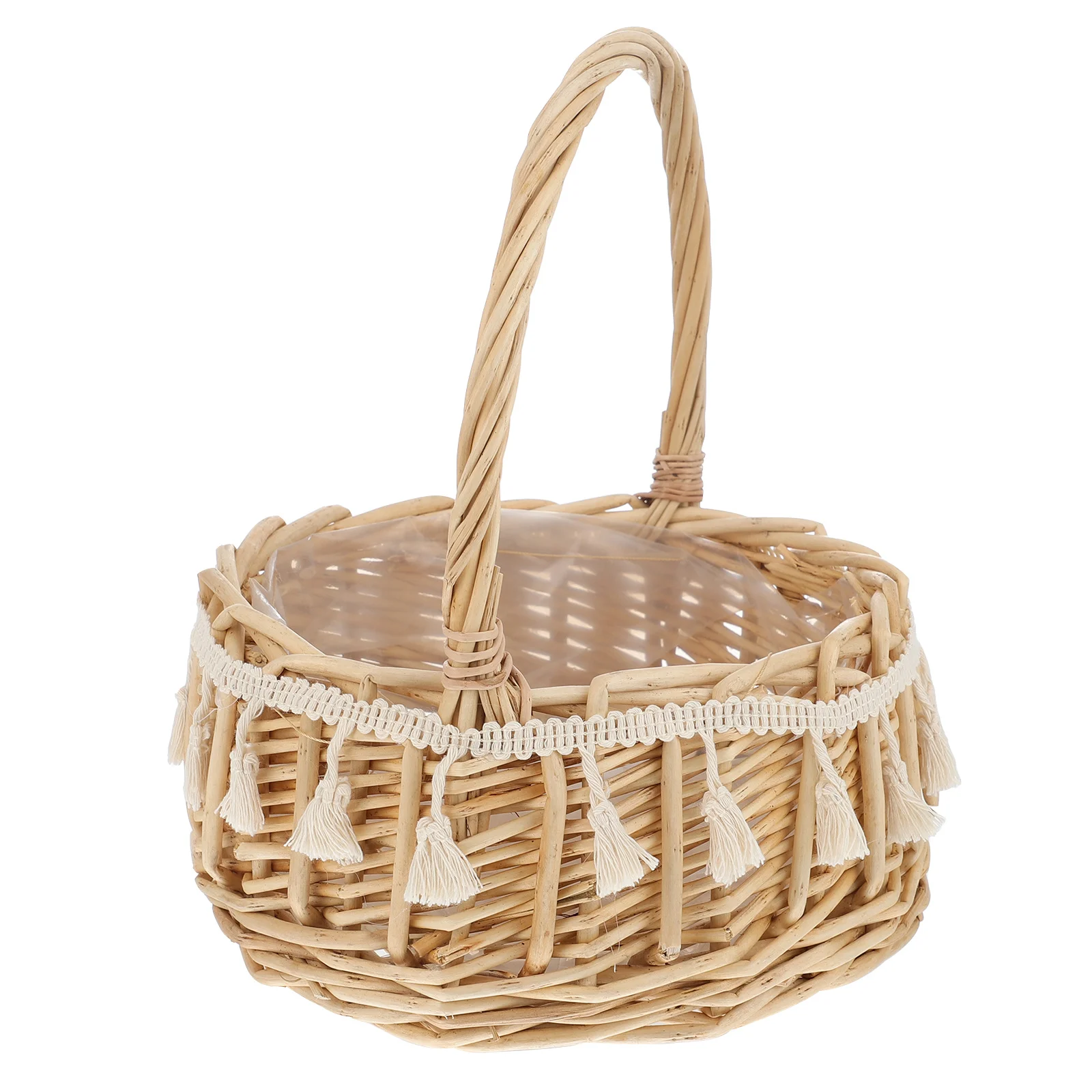 

Woven Flower Basket Large Portable Bride Basket For Wedding Easter Religious Services Photography Props Flower Accessory