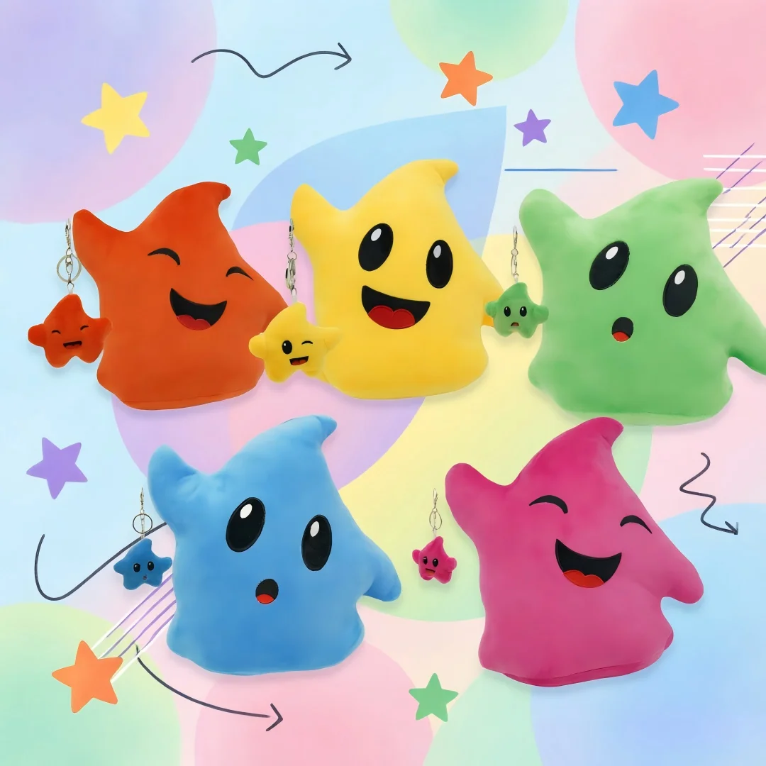 

22CM Treasuring U Star Plush Keychain Soft Stuffed Animal Doll with Smile Face for Kids Birthday Gift Bag Charm