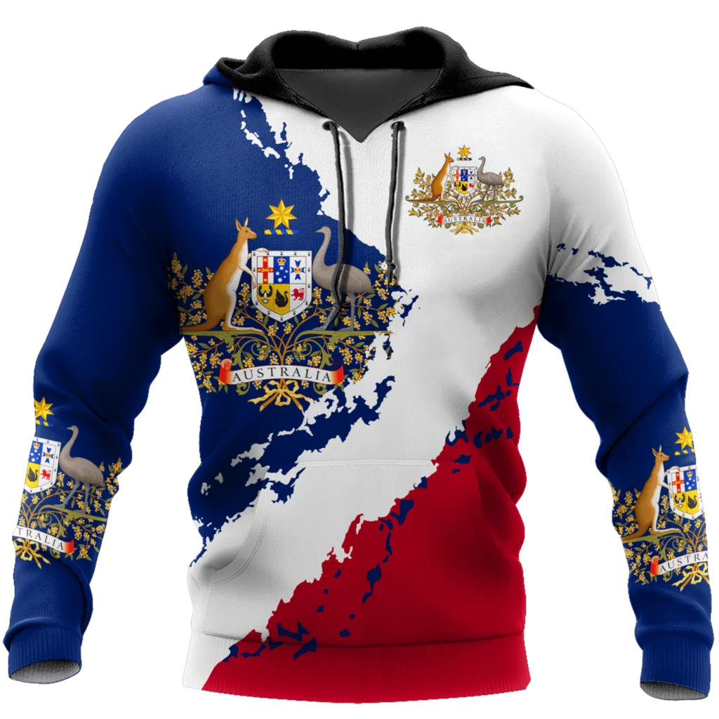 New Australia Men's Hoodies 3D Full Printing Kangaroo Autumn Long Sleeve Casual Australia Flag Streetwear Designer Hooded Hoodie