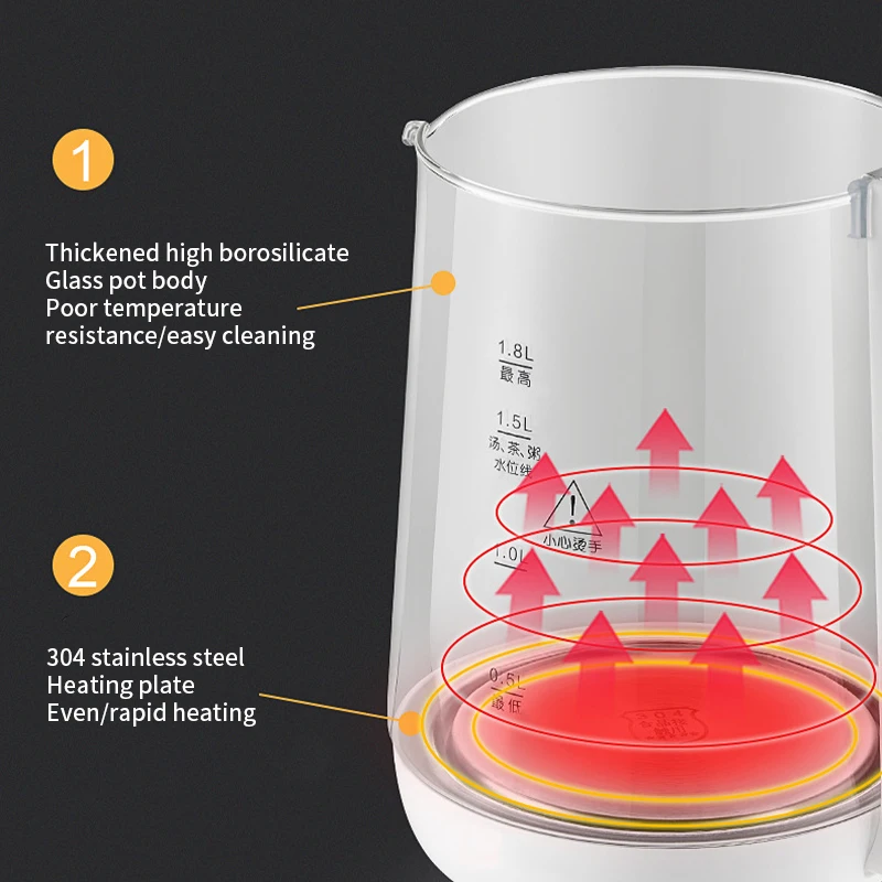 Hervidor de té multifuncional automático para el hogar, tetera eléctrica de 1,8l, 220V, salud