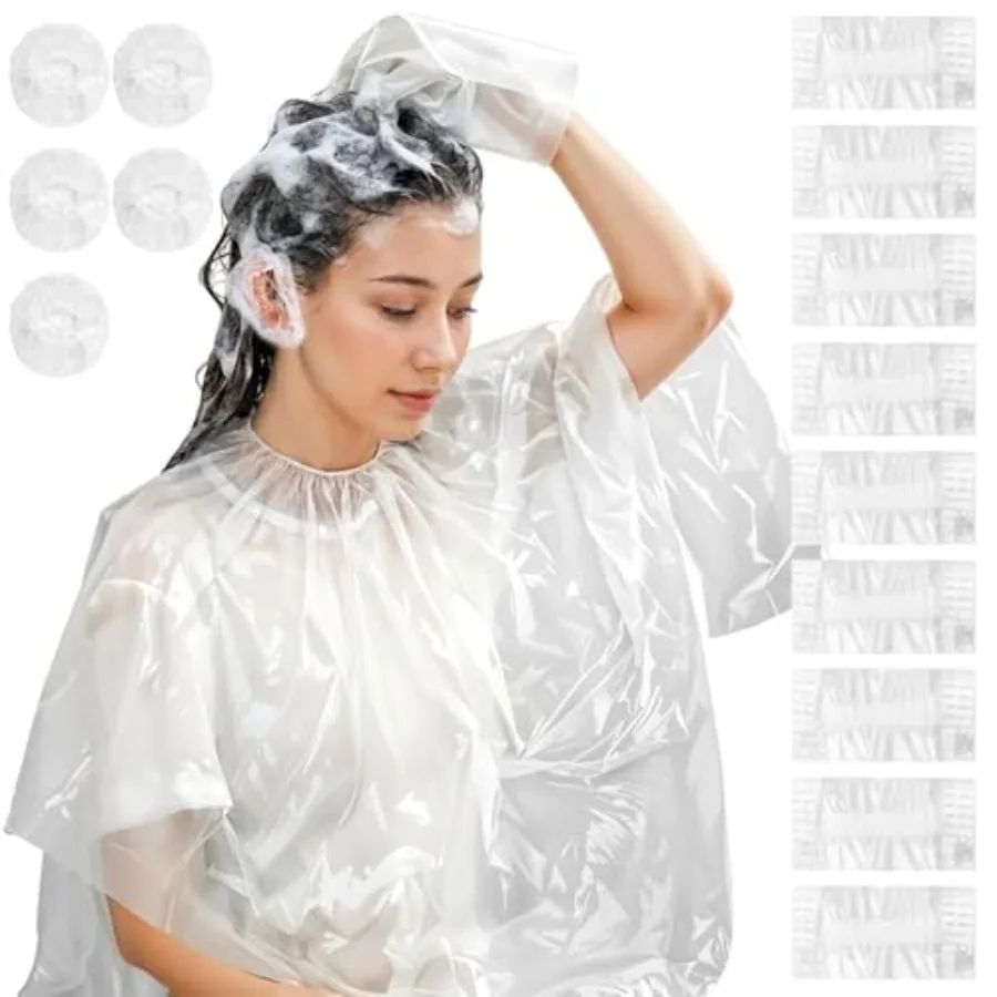 

20Pcs Disposable Hair Salon Capes and 50Pcs Ear Covers - Waterproof Hairdressing Salon Barber Cape - Hair Dye and Styling Bibs