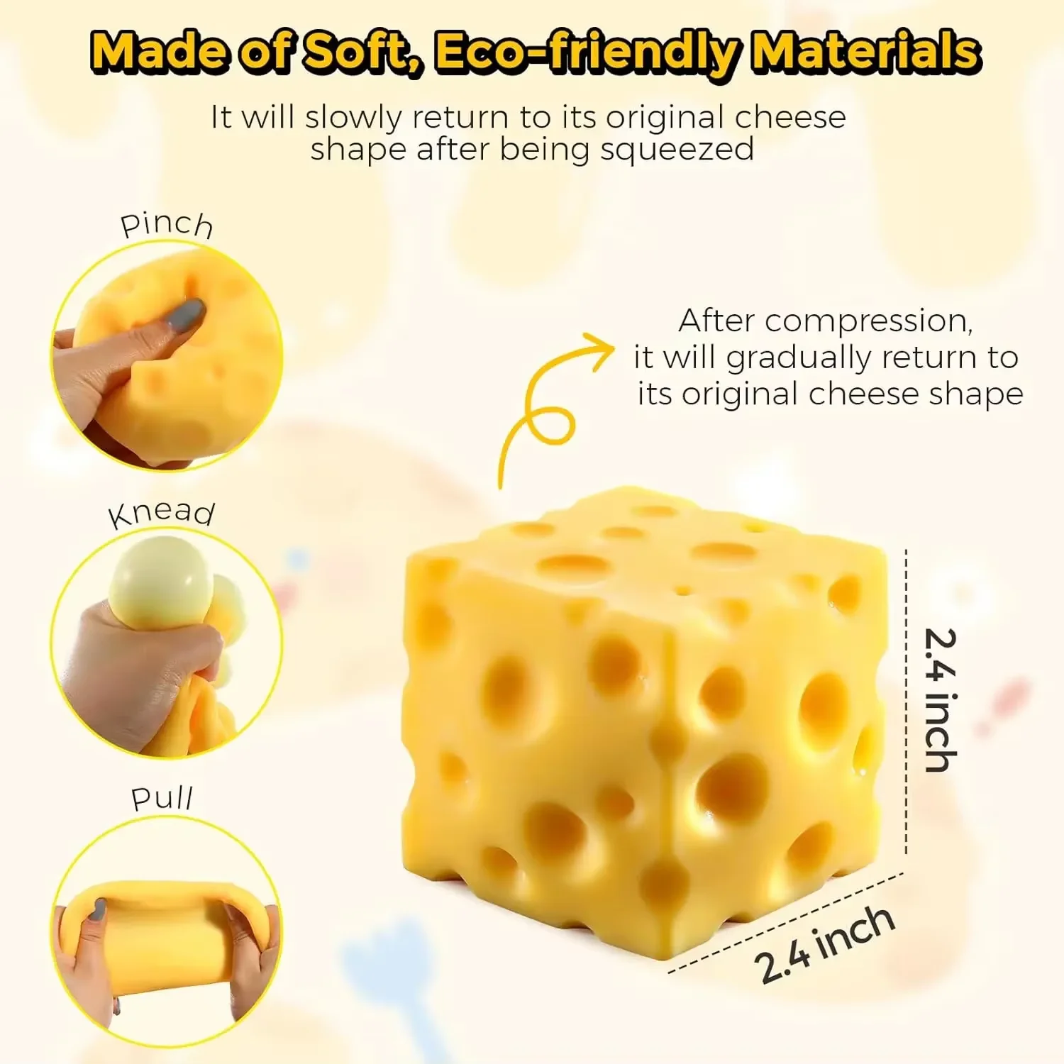 1/2/3/5 Stück Langsam Aufsteigende Riesen-Käse-Gummibärchen Super Weiche Quetschbare Kristallmasse Erwachsenenspielzeug zur Angstlinderung Geschenke – Detail 14