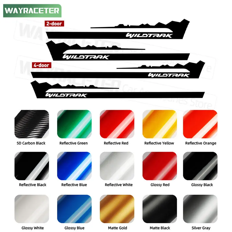 2 Pcs Door Side Stripes Sticker Carbon Fiber Vinyl Decal For Ford Bronco 2021 2-door 4-door 2022 2023 Wildtrak 2024 Accessories