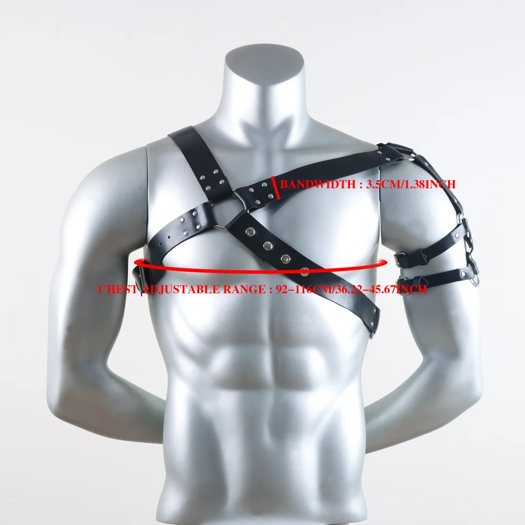 Männer Sexy Punk Gürtel Harness Verstellbarer Gürtel Körper Goth Harness Strap Cosplay Kleidung für Erwachsene Party Clubwear Gürtel – Detail 9