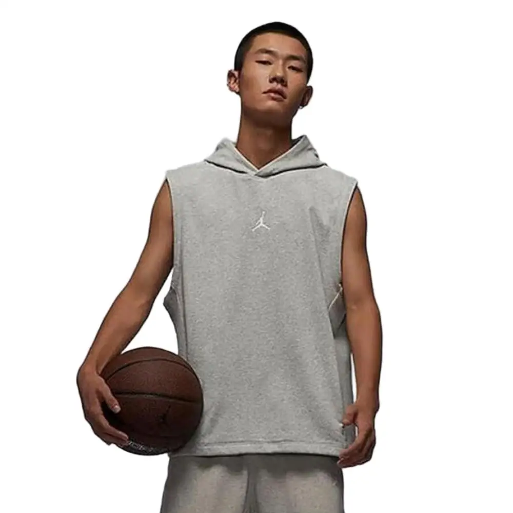 Jordan Dri-FIT Men's Hooded Sleeveless Tee – Linen Gray, Solid-Color, Breathable Knit, Quick-Dry DZ0572-050