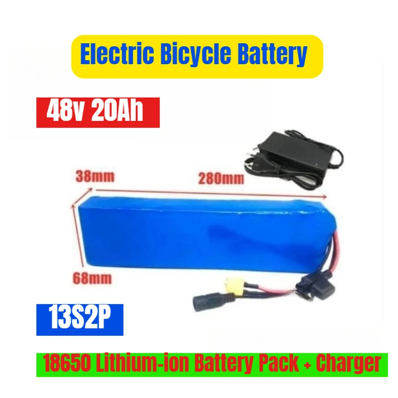 

13S2P Electric Bicycle Battery 48v 20Ah 18650 Lithium-ion Battery Pack + Charger