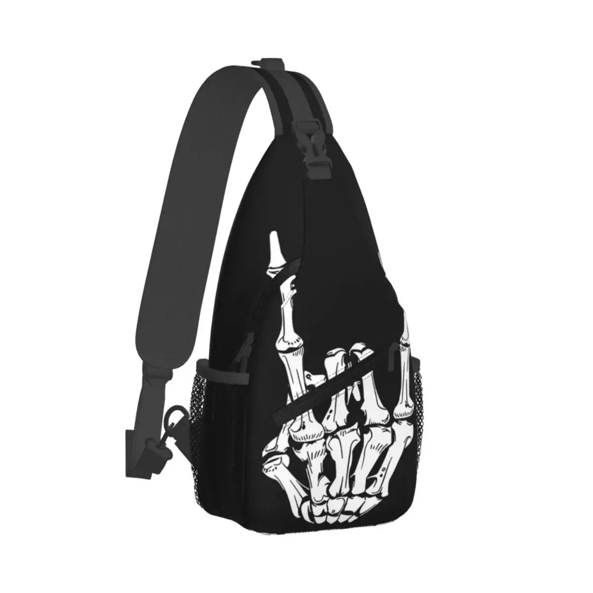 Skeleton Hands Gestures Small Sling Bags Chest Crossbody Shoulder Sling Backpack Travel Hiking Daypacks Rock Roll Casual Bags