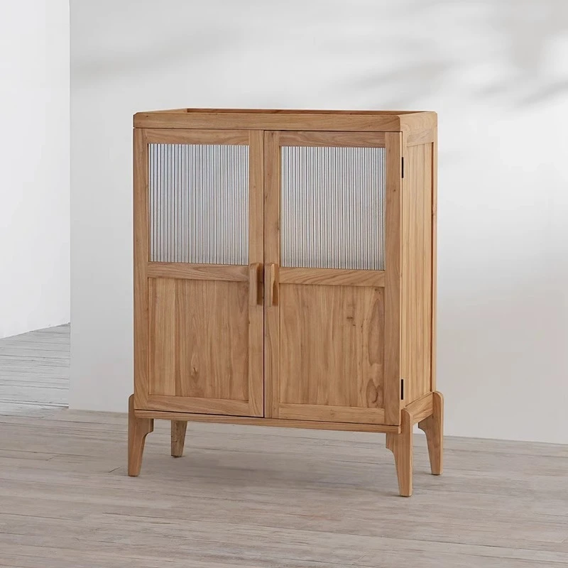 

Japanese medieval Changhong glass solid wood high dining side cabinet