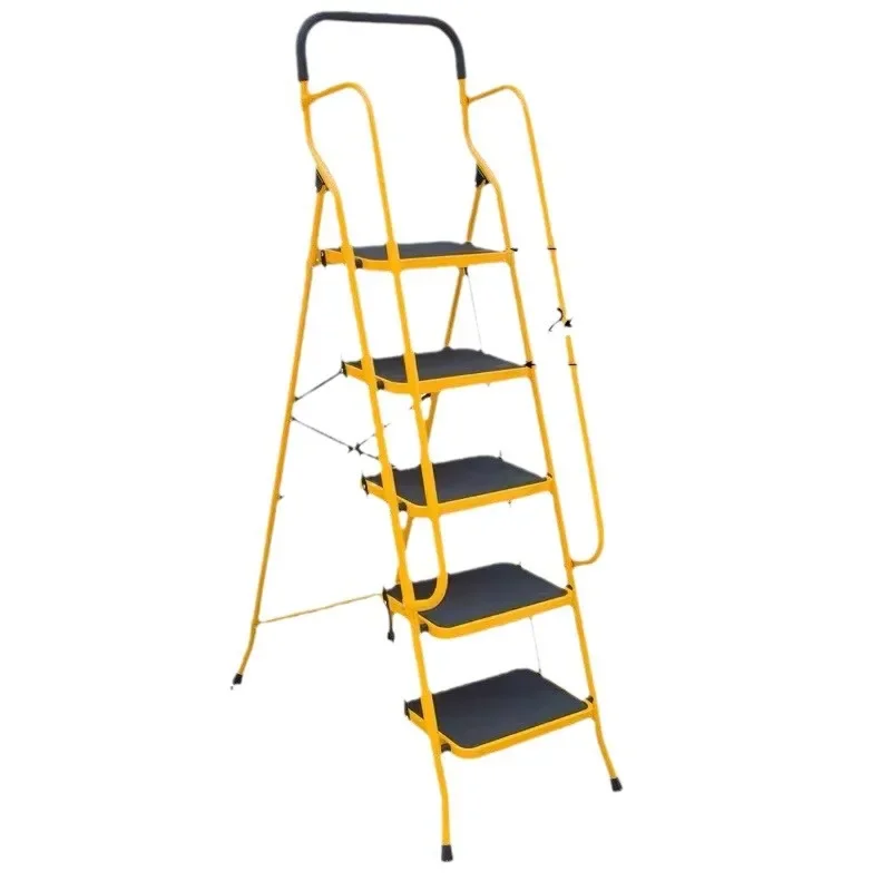 

Folding telescopic ladder with handrails Household herringbone ladder storage flower stand