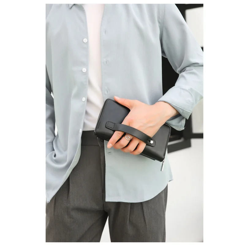Men's Business Handbag PU Leather Clutch Wallet Multi-Card Holder MoneyBag Accessories