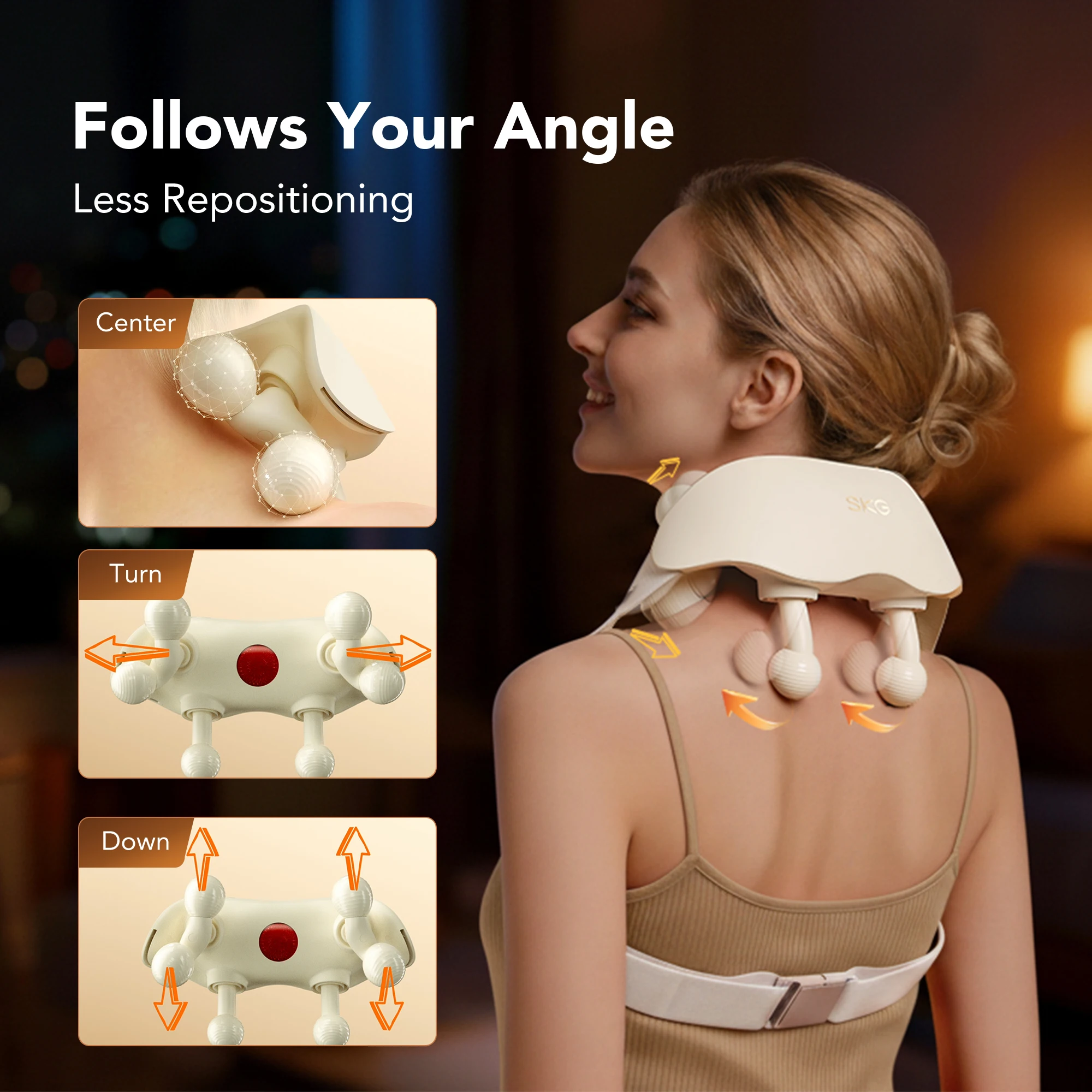 

Массажер для шеи SKG для снятия боли, глубокий массаж тканей Шиацу, беспроводной массажер для шеи и плеч с подогревом, подарки на День святого Валентина для мужчин и женщин