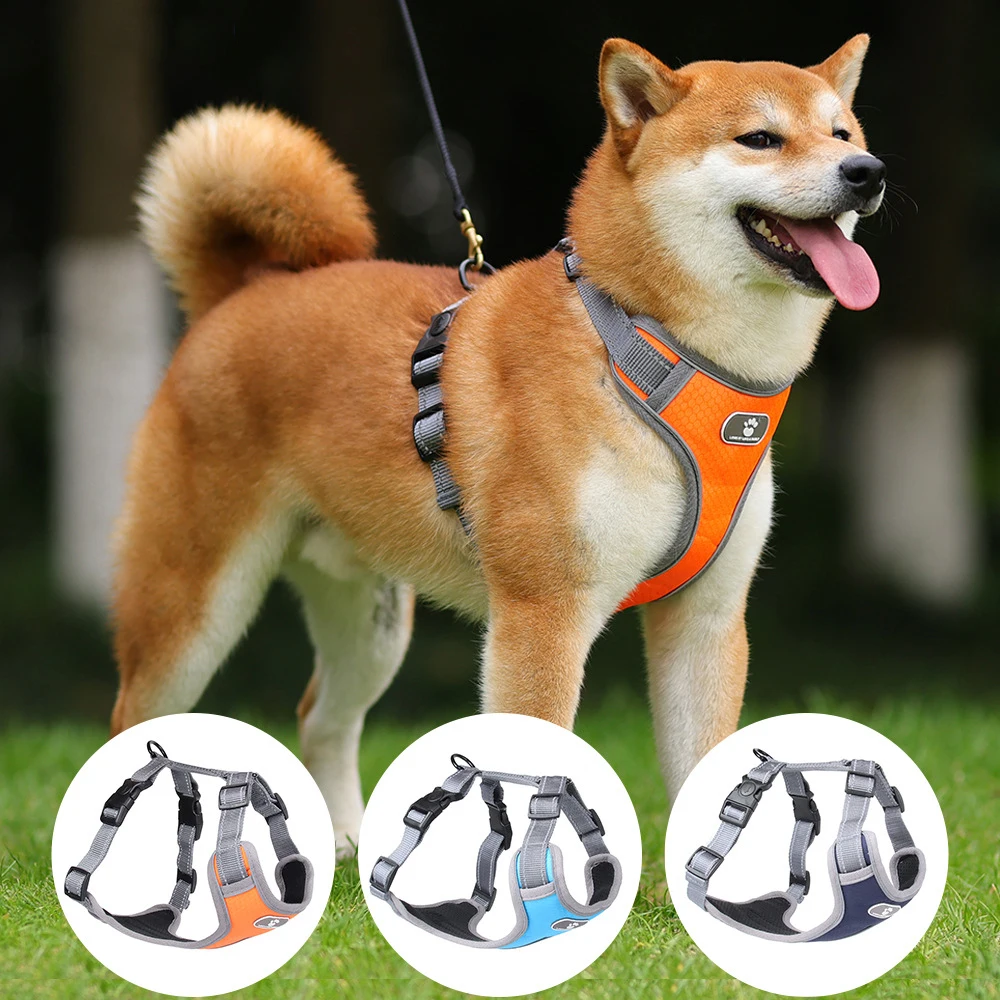 Harness Lead Dog Bulldog Puppy Pet Reflective Rainproof Collar Harnesses Small Large Dog Oxford Cloth Vest Walk Dog Shiba Inu