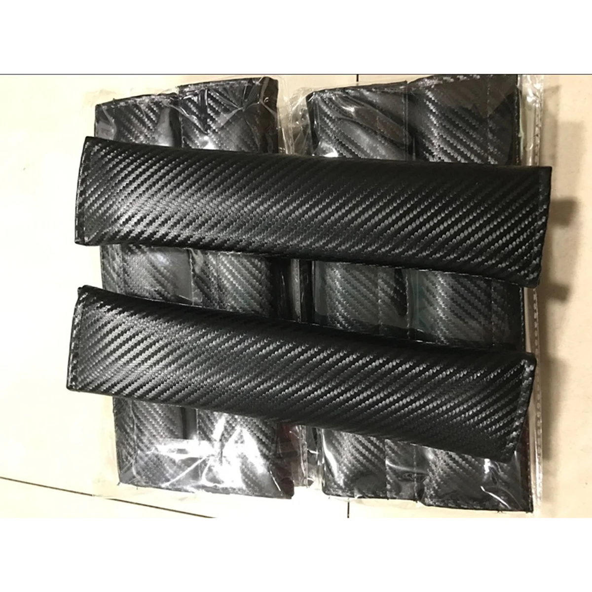 2 PCS Auto Car Cover Carbon Fiber Seat Shoulder Pad Strap Cover (Black) cover safety belt cover