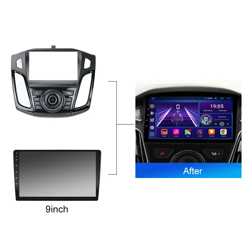 Panel instalasi Fascia Radio mobil, untuk Ford Focus 3 Mk 3 2011- 2019 Android 2 Din Stereo pemasangan Bezel pelat wajah Kit bingkai