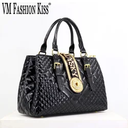 VM FSAHION KISS Diamond Lattice PU Leather Totes Top-handle bags for Women luxury Solid Palm Print crossbody Shoulder bag