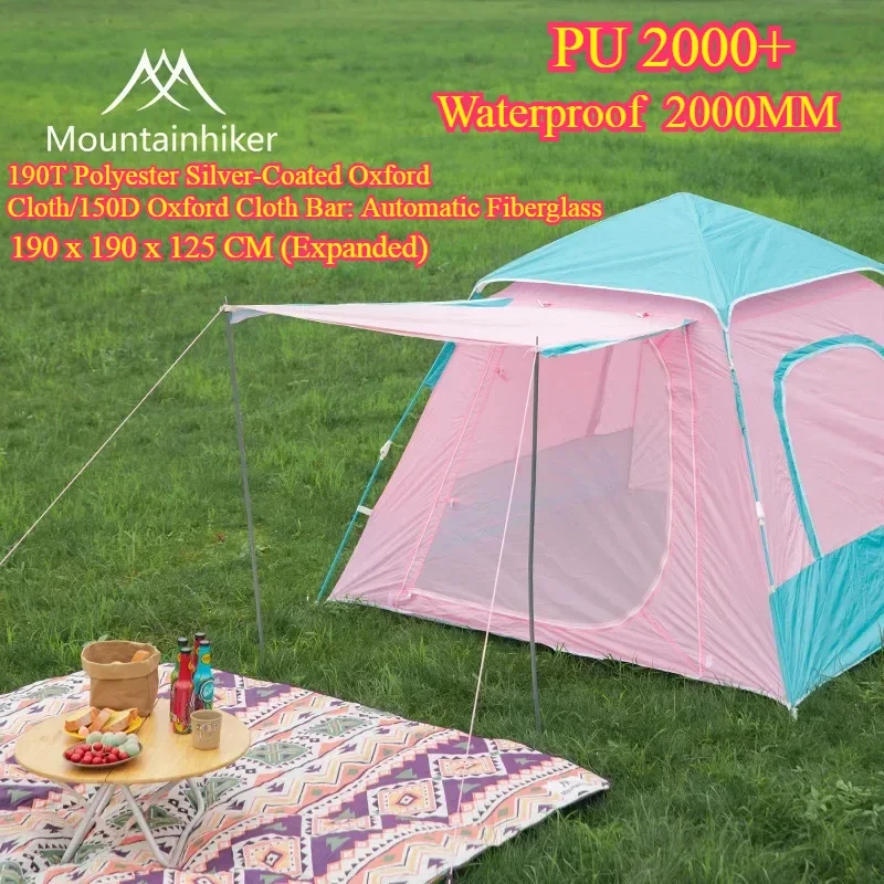 MOUNTAINHIKER Outdoor Camping Tent Automatic Quick-open Beach Tent Park Picnic Waterproof Sunscreen Coating Silver Begonia Tent