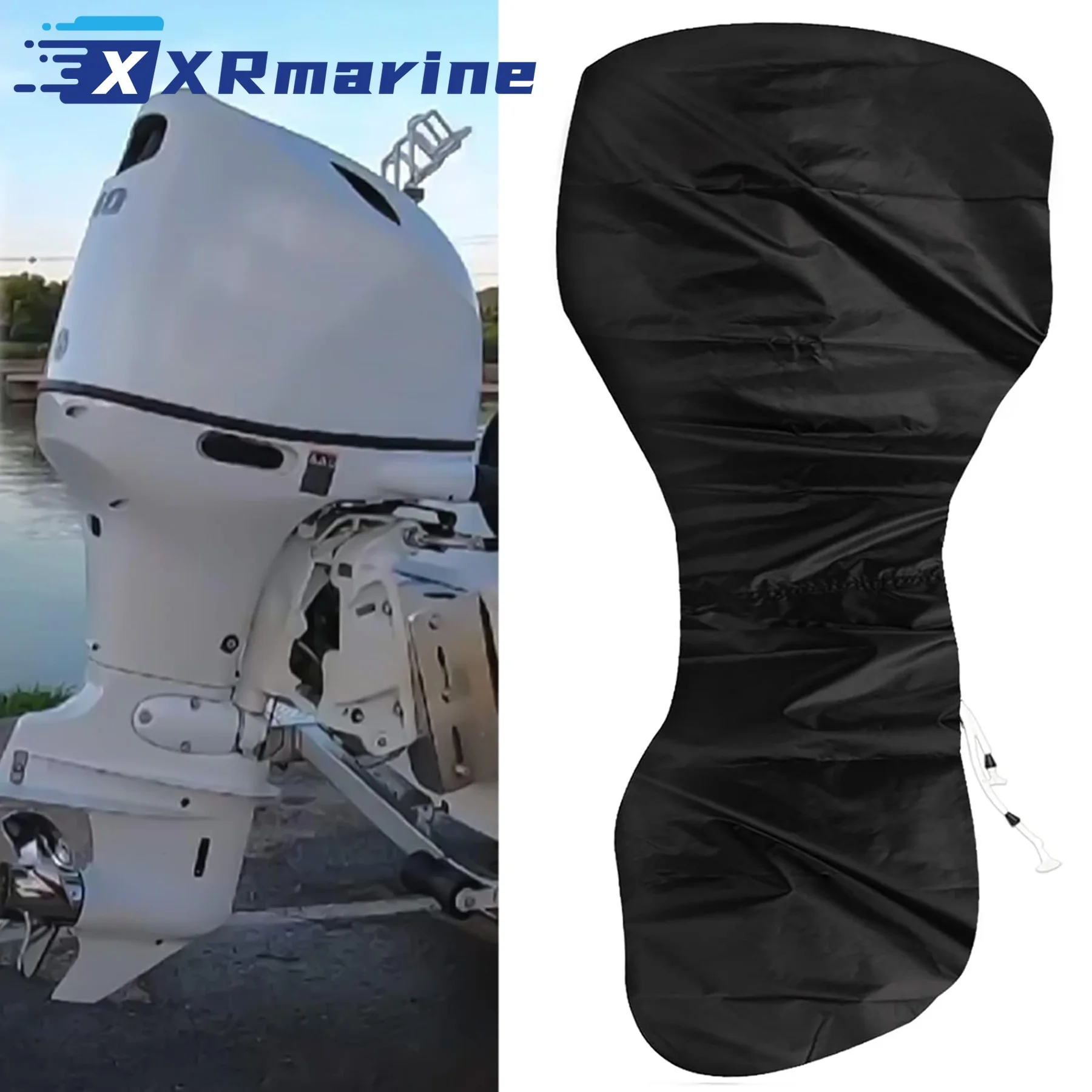 Outboard Motor Engine Cover BLACK Universal Trailerable 89*77" 100 to 150HP Boat image 4