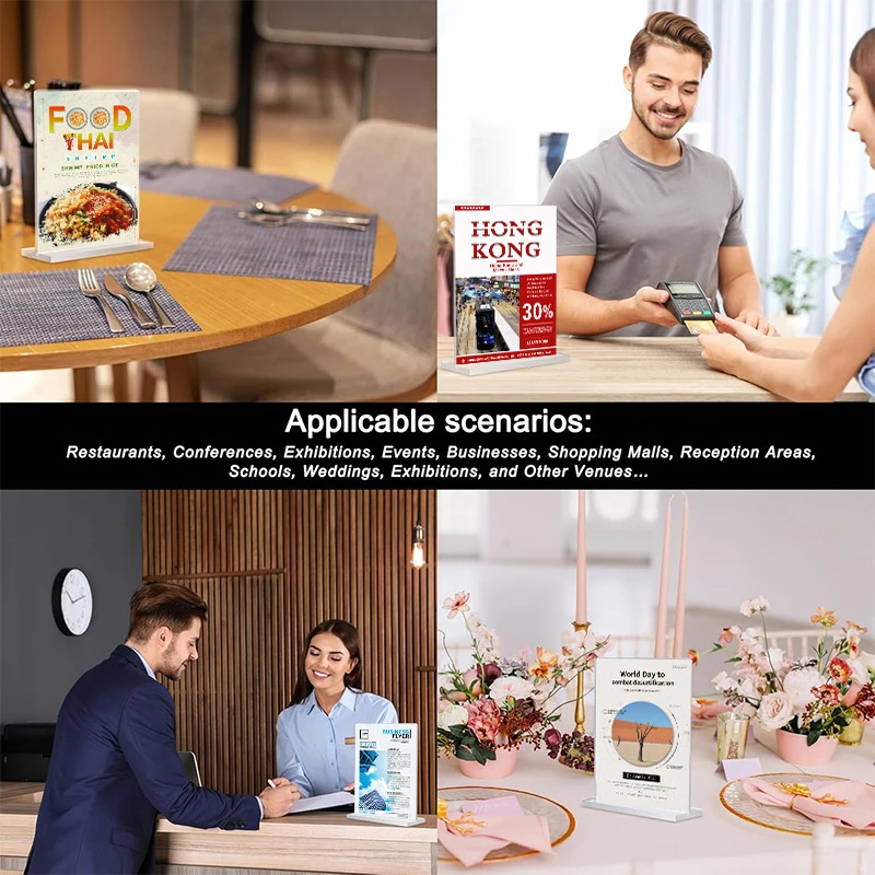 Бесплатная настольная вывеска на заказ, акриловая рекламная подставка для плакатов, ценники, меню, флаер, дизайн, печатная внутренняя страница