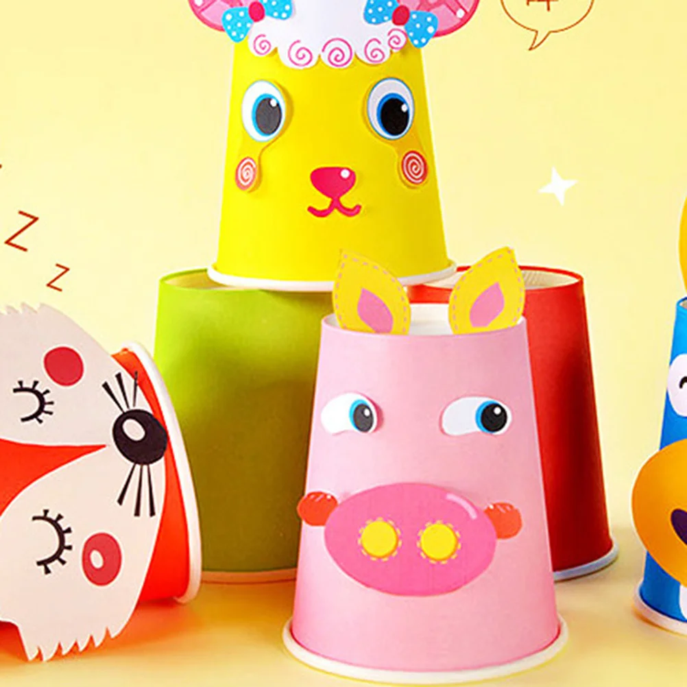 

100Pcs Colorful Thick Paper Cups for Kindergarten DIY Handcraft Art Material Kids Creative Craft Disposable Paper Cups