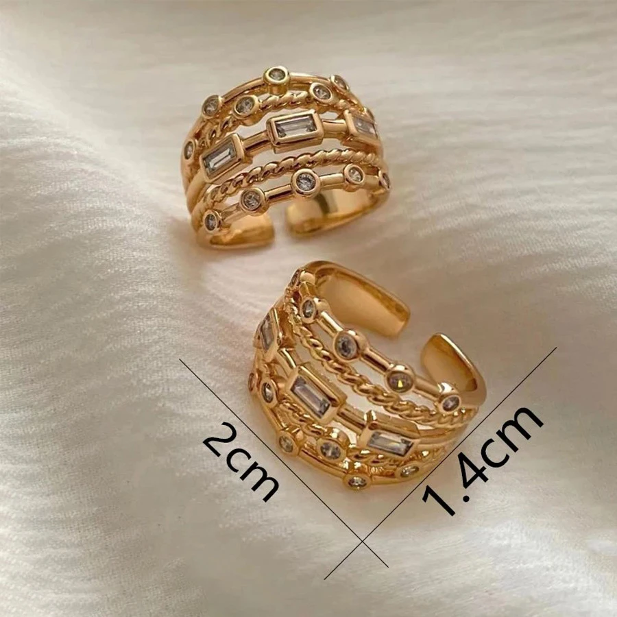 2024 Nieuwe Rvs 18K Vergulde Vlinder Ringen Voor Vrouwen Persoonlijkheid Multi-layer Gevlochten Metalen Textuur Ringen sieraden