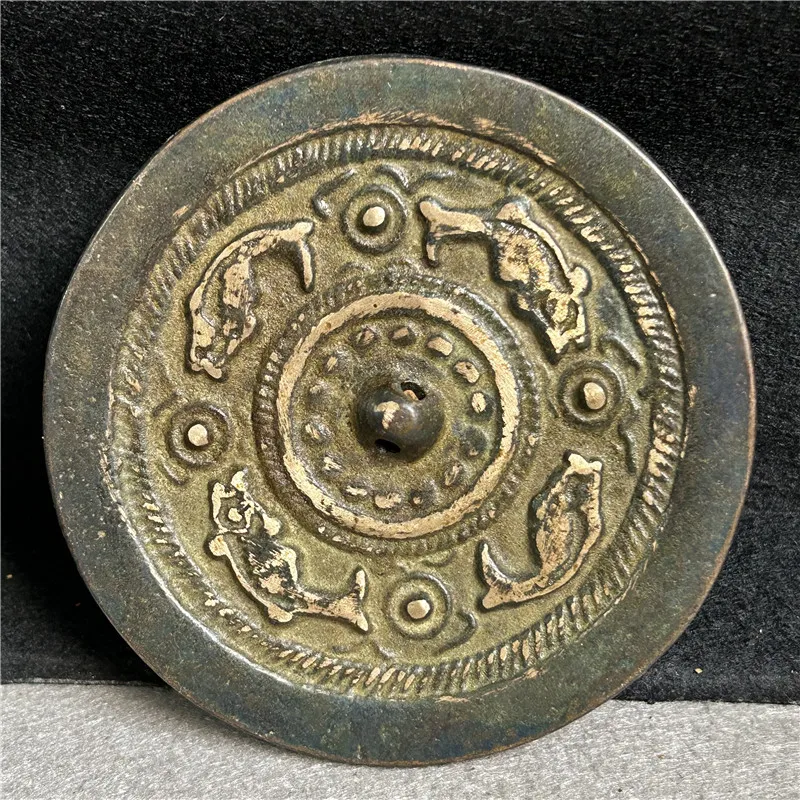 Bronze handicrafts Han Dynasty exquisite green rust gilt bronze mirror 2183 mellow