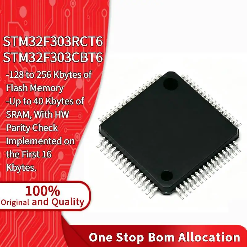 STM32F303RCT6 STM32F303CBT6 ARM Cortex-M4F 72MHz MCU 128-256KB Flash 5MSPS Fast ADC Op-Amp Comparator CAN USB FPU DSP IC Chips