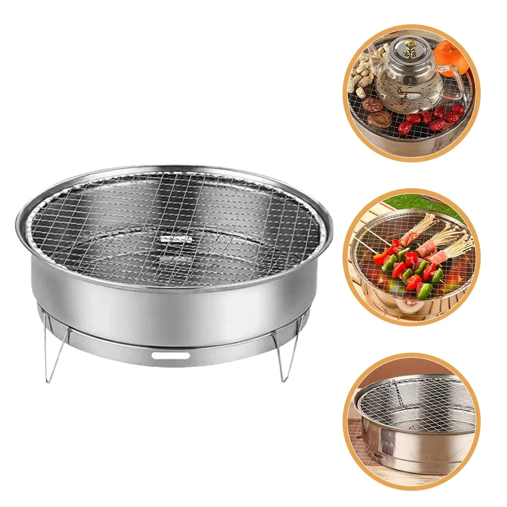 Outdoor Barbecue Grill Camping Accessories Charcoal Bbq Rack Stove Portable Cooking Grate Tool Mini Brazier Fire