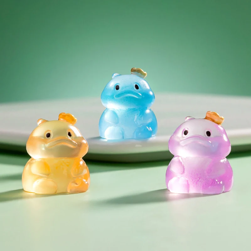 Simpatico cartone animato anatra luminoso piccoli ornamenti Mini animali paesaggio ornamento statua in miniatura accessori per la decorazione della casa fai da te