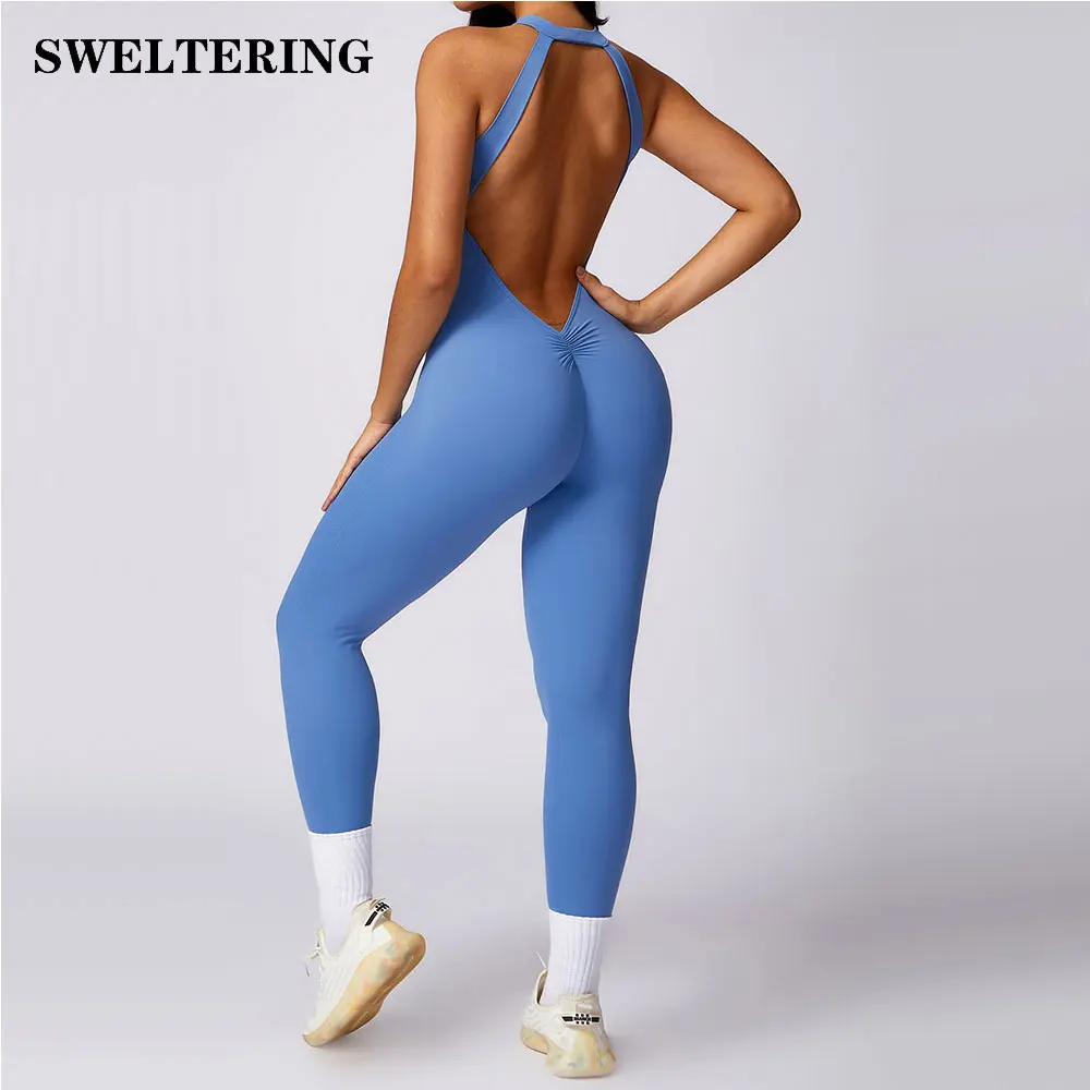 Backless Jumpsuit Women Gym Training Yoga Suit Sportswear Women Sports Fitness Rompers Stretch Female Push Up Workout Bodysuits