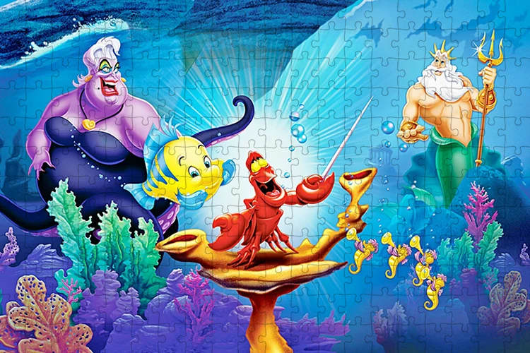 Disney Princess Little Mermaid Puzzles for Adults 1000 Piece Jigsaw Puzzle Couple Witch Funny Games Education Diy Toys Decor