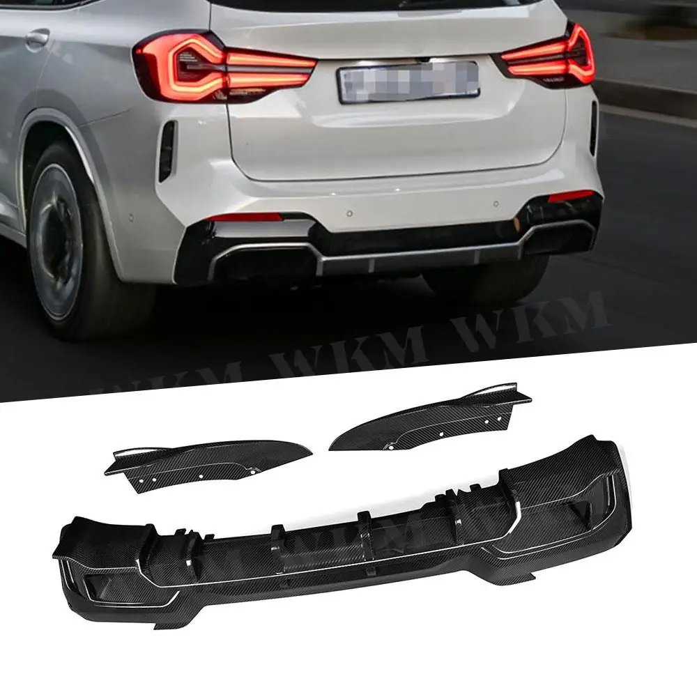 

For BMW iX3 G08i 2022 Dry Carbon Fiber Rear Diffuser Lip Spoiler+Flaps Apron Rear Bumper Lip FRP Body Kit Exterior Replacement