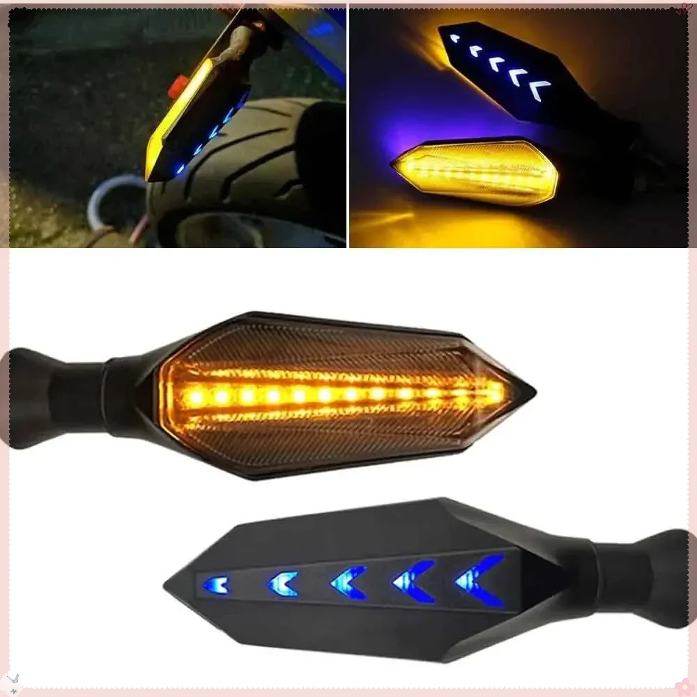 

2PCS 12V Dual Color Motorcycle Turn Signal Lights Universal Flowing Flash Brake DRL Easy Install