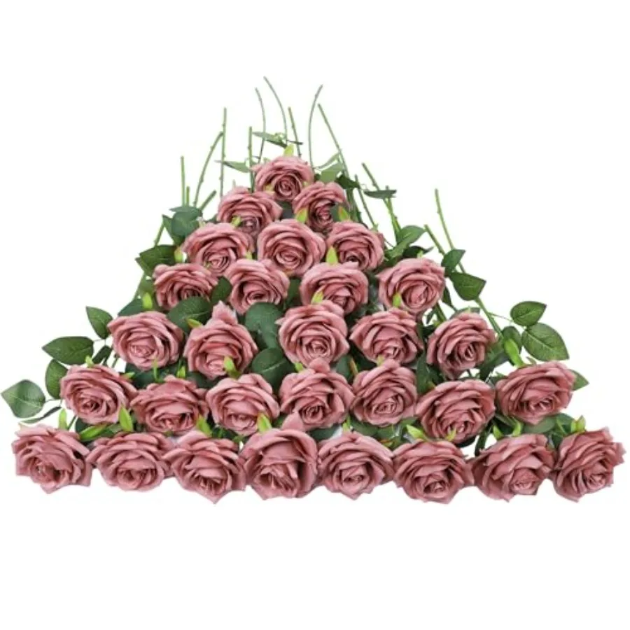 

30 шт. искусственных цветов из шелка с длинными стеблями, букет из шелковых цветов для свадьбы, девичника, вечеринки, украшения дома