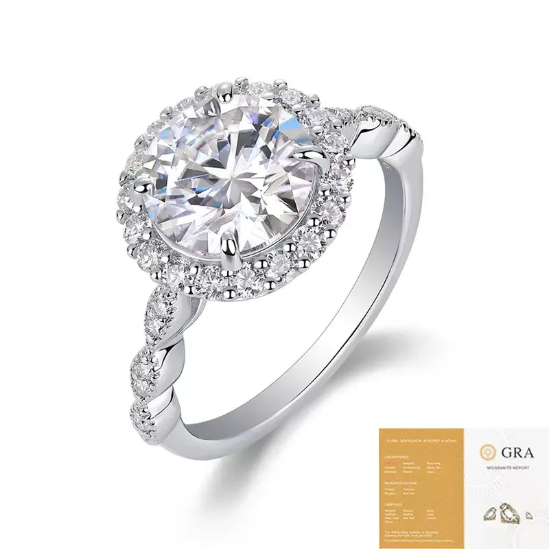 3ct D Color Moissanite Halo Engagement Ring Women 925 Sterling Silver Full Mosan Diamond Wedding Rings Pass Tester Wholesale