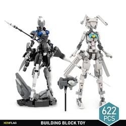 Bunnyed girl robot female mecha Building block children's DIY puzzle toy decoration model gift