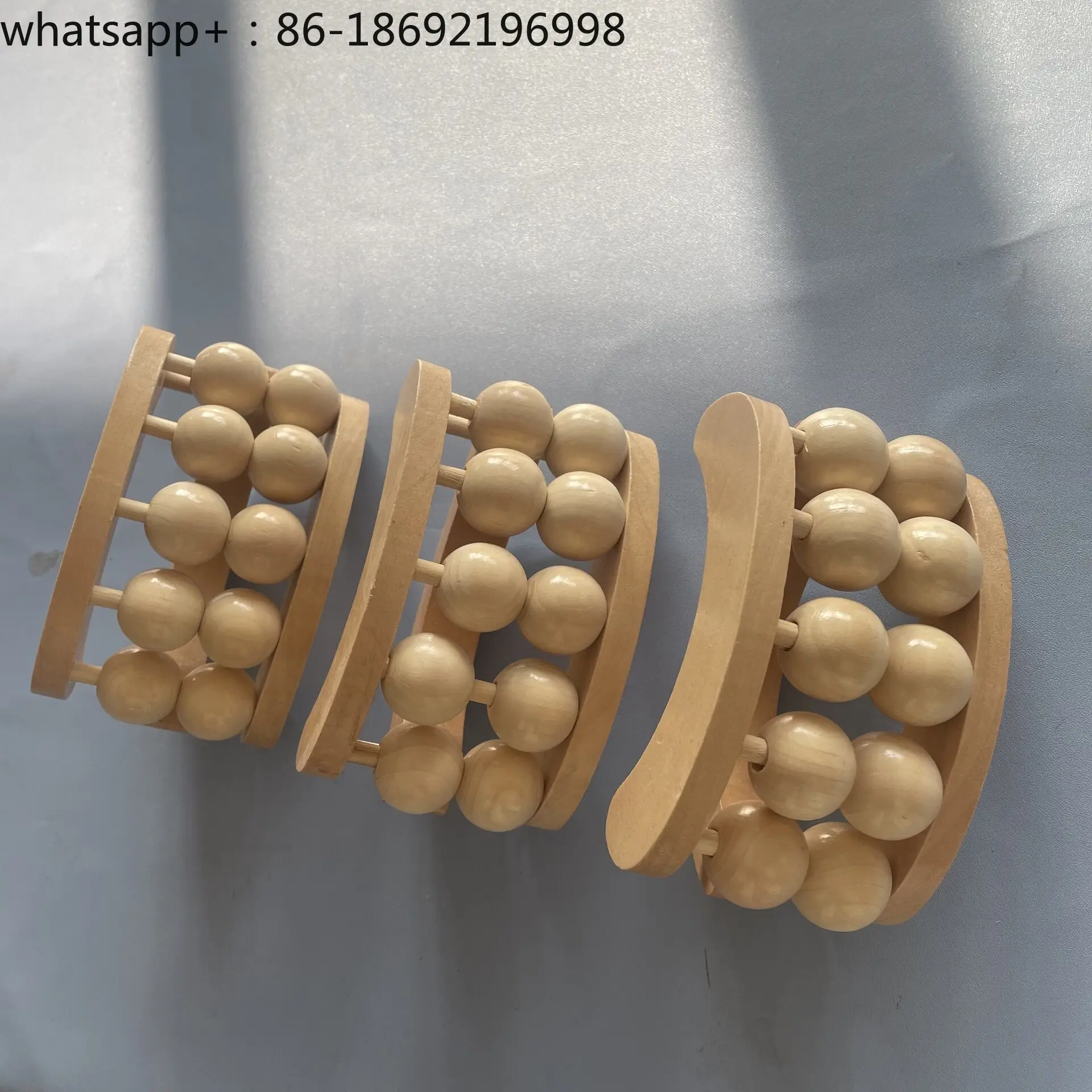 Solid Wood Handle Roller Massager, Wooden Manual Ball Massager