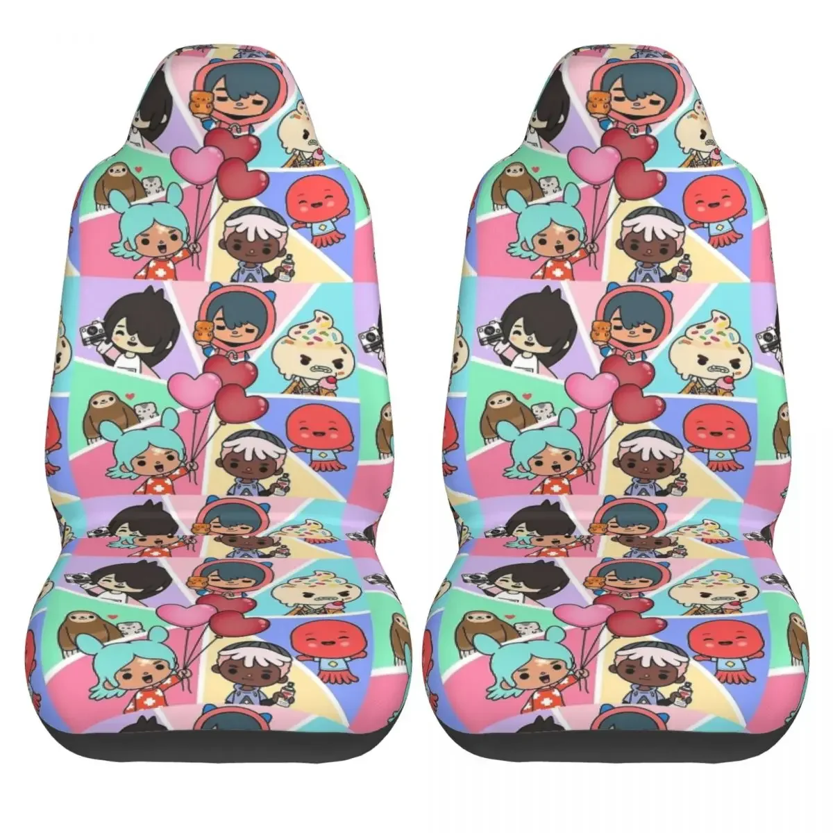 Toca Boca Pattern Universal Car Seat Cover Four Seasons Women Toca Life World Car Seat Protector Polyester Fishing