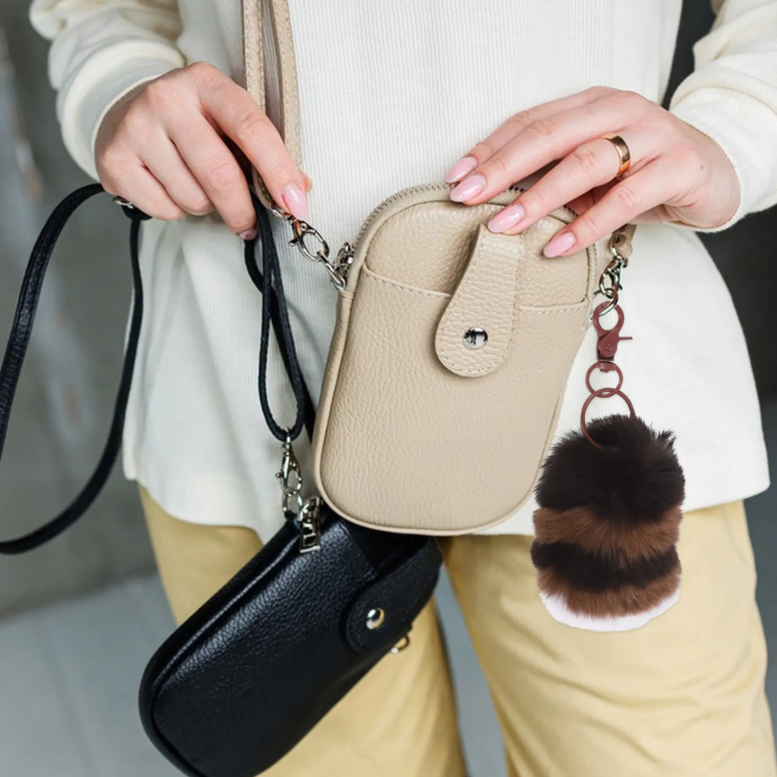 

Милый брелок-хвост енота из мягкого материала для сумки, кошелька, ключей от машины, портативный аксессуар в виде хвоста животного, кавайный брелок-шарм