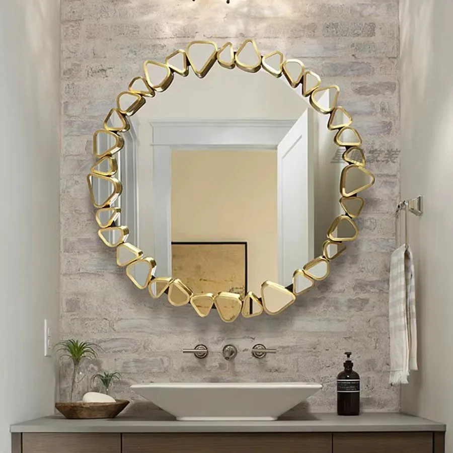 Round Mirror Decoration Makeup Sheet Bathroom Aesthetic Mirror Ornament Bedroom Living Room Desk Pocket Nordic Lustro Room Decor