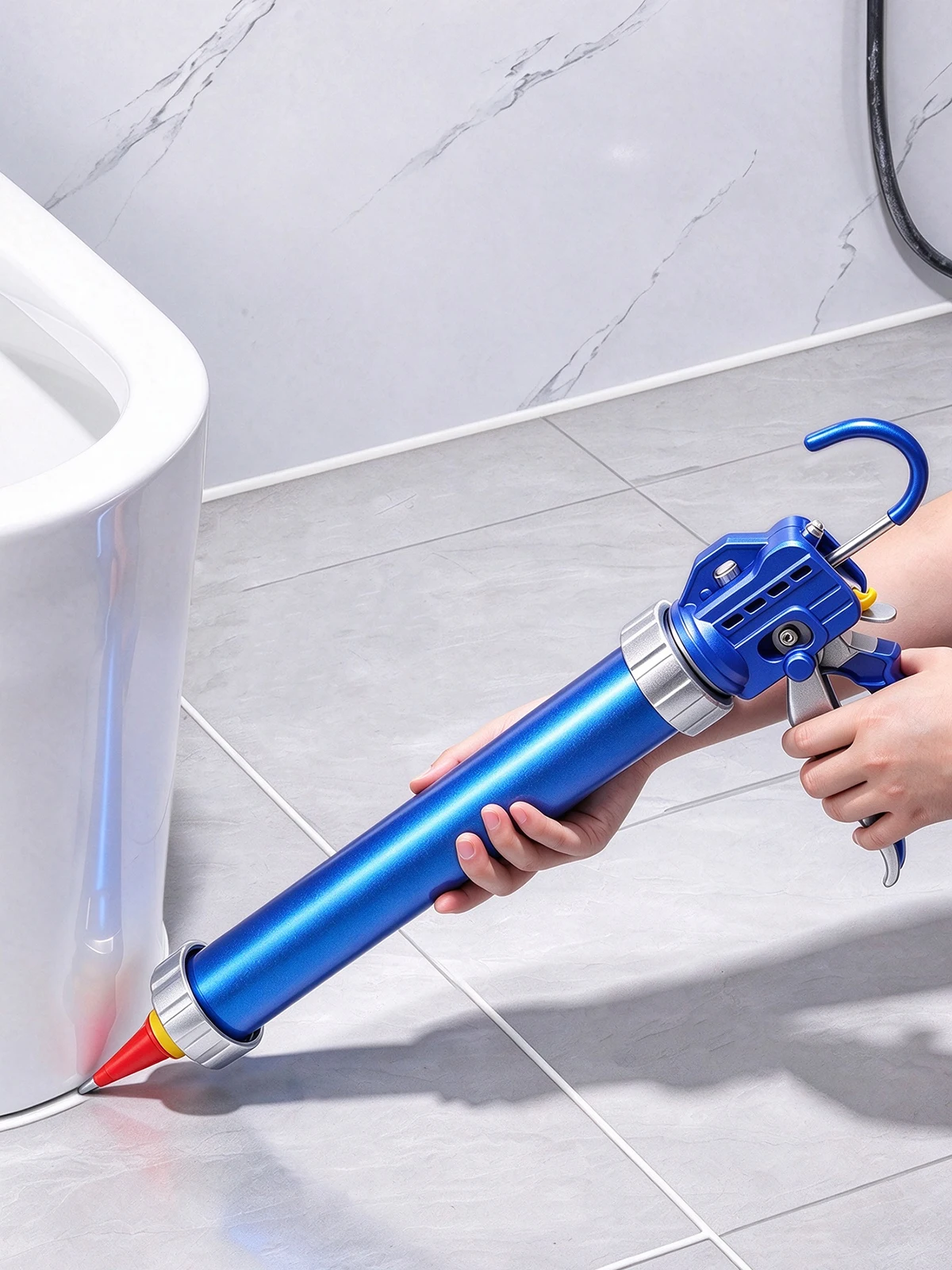 Manual Caulking Gun 360 Degree Rotating Labor Saving 32 Bearings Drip Free Heavy Duty for Glass Silicone Sealant Aluminum Alloy