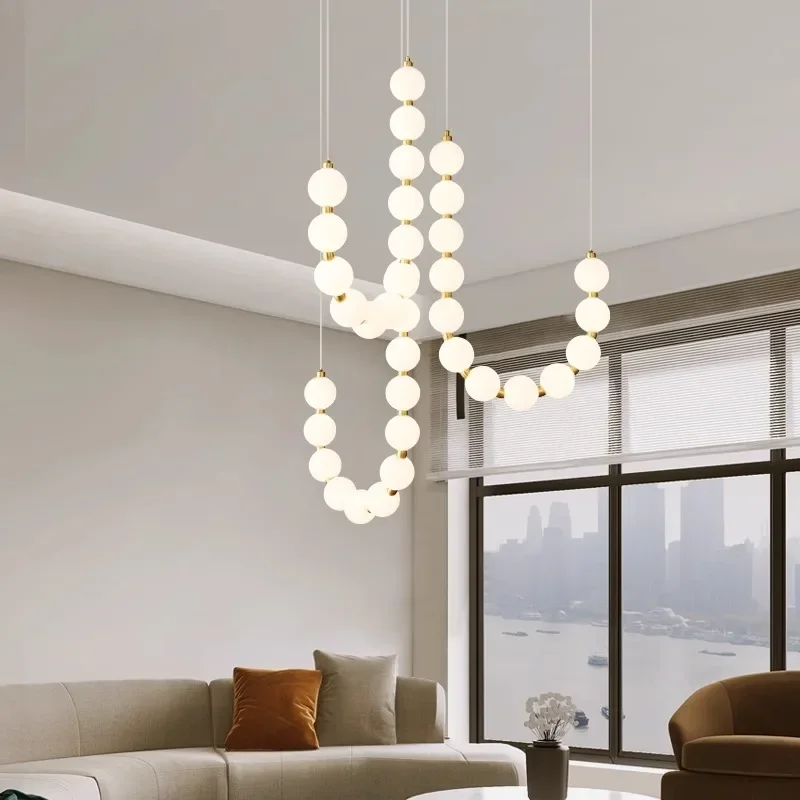 Nordic Prayer Beads LED Pendant Lights for Living Dining Room Kitchen Food Tables Staircase Chandelier Home Decor Light Fixture