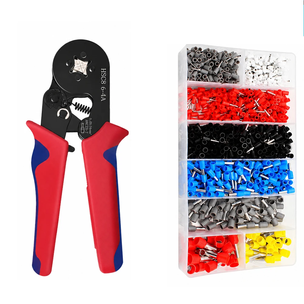 Crimpzange für Rohrkabelschuhe, Mini-Kabelschuh-Crimpzange, Werkzeuge für den Haushalt, Elektro-Set, Kabelschuh-Verbindungsstücke, Sortiment