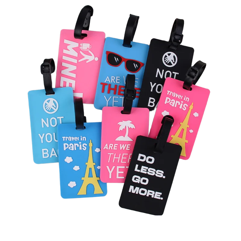 

Мужской и женский чемодан, именная бирка, этикетки для самолетов, багажные бирки, праздничные дорожные аксессуары, мягкий ПВХ, милая бирка для багажа, дорожная бирка с надписью