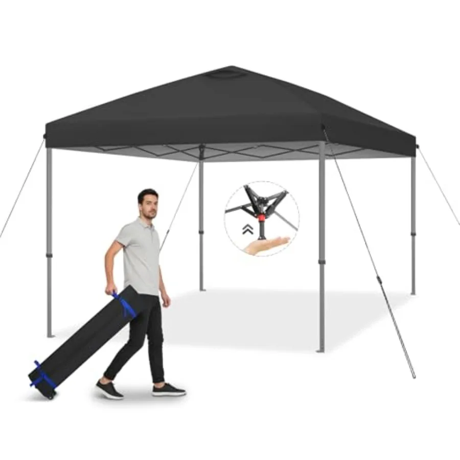 

10x10 Pop Up Canopy for Beach, Camping, Events, Parties Heavy Duty Outdoor Sun Shade Tent, Black, One-Push Setup
