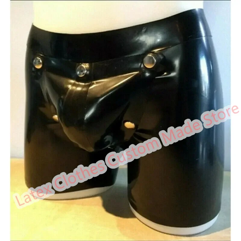 Latex shorts slipje open voorkant gat terug zip sexy fetish ondergoed heren boxer