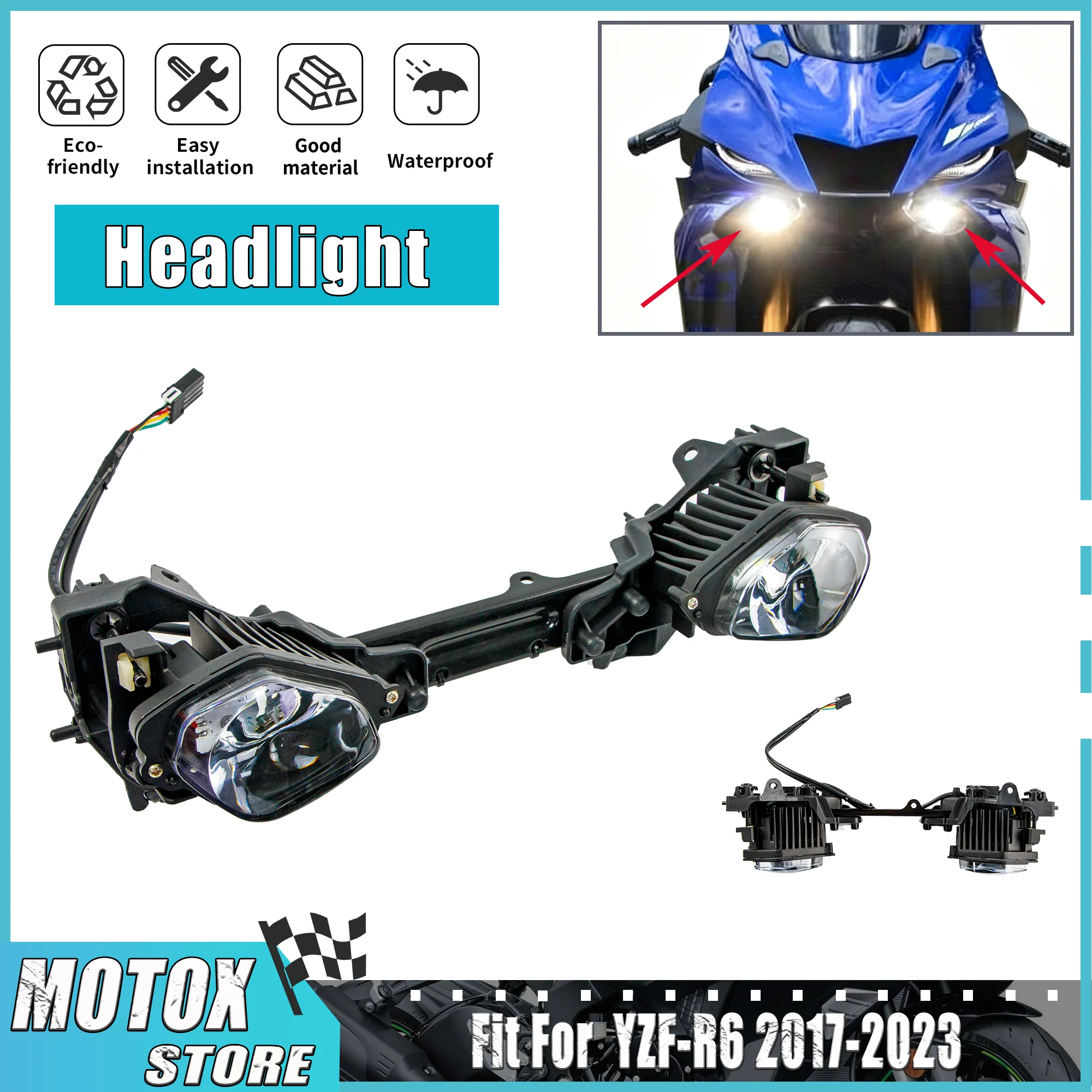 Motorcycle HeadLight Assembly for YAMAHA YZF R6 YZF-R6 2017 - 2021 Headlamp Forza Head LED Light 2018 2019 20202022