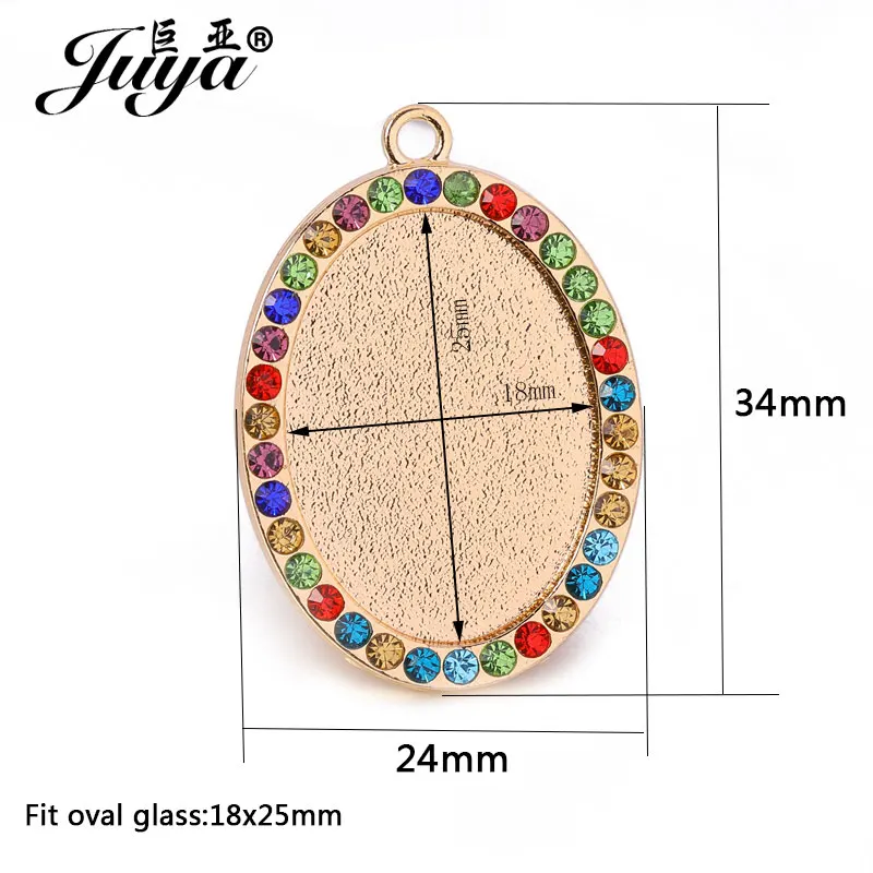 5pcs Cabochon Pendant Base 18x25mm Oval Diamond Cameo Settings Tray Pendant Necklace DIY Jewelry Making Family Crafts Findings