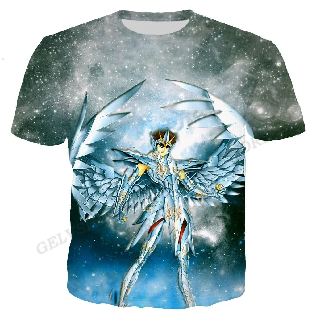 New Manga Saint Seiya 3D Printed Summer T-shirt Street Wear Crew Collar Short Sleeve Casual Oversized Boys and Girls Shirt Cloth